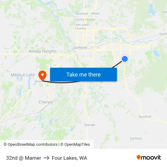 32nd @ Mamer to Four Lakes, WA map