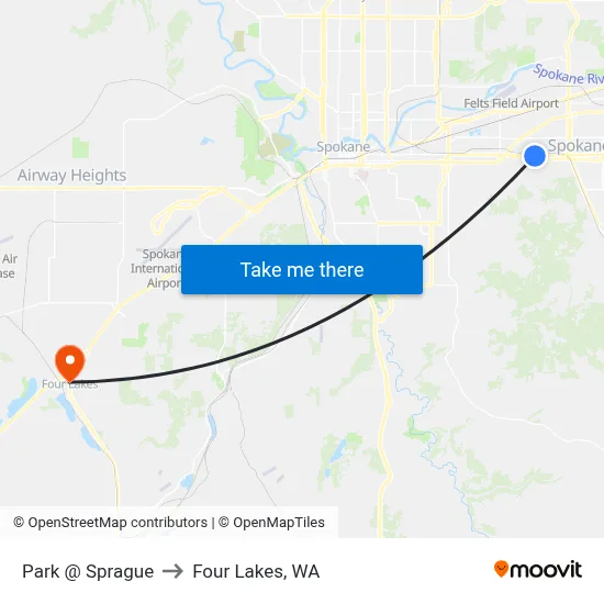 Park @ Sprague to Four Lakes, WA map