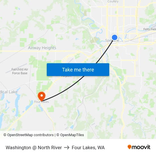 Washington @ North River to Four Lakes, WA map