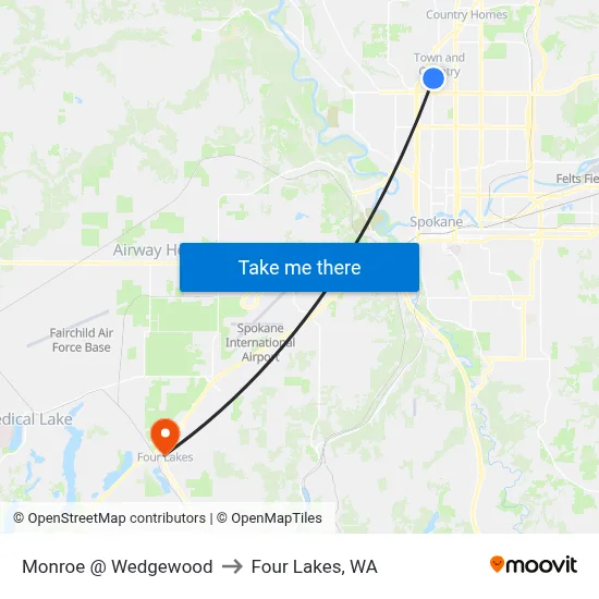Monroe @ Wedgewood to Four Lakes, WA map