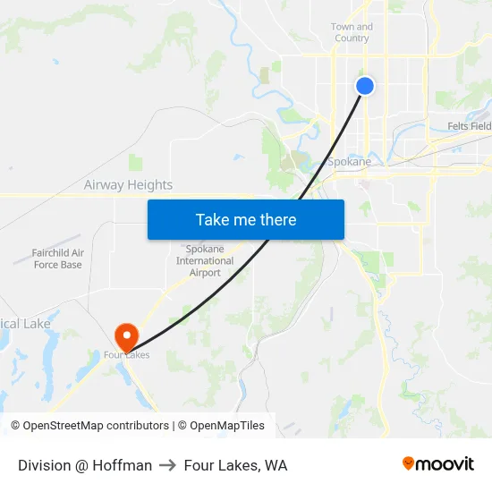 Division @ Hoffman to Four Lakes, WA map