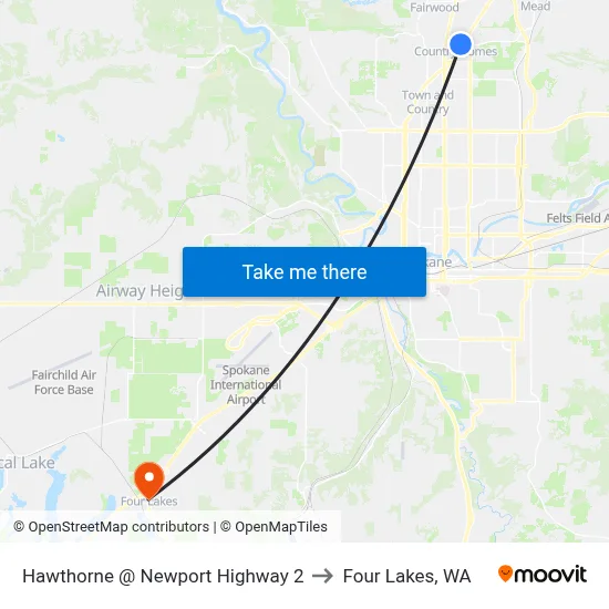 Hawthorne @ Newport Highway 2 to Four Lakes, WA map