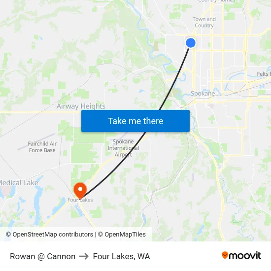 Rowan @ Cannon to Four Lakes, WA map
