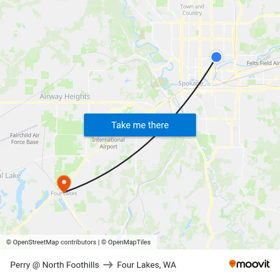 Perry @ North Foothills to Four Lakes, WA map