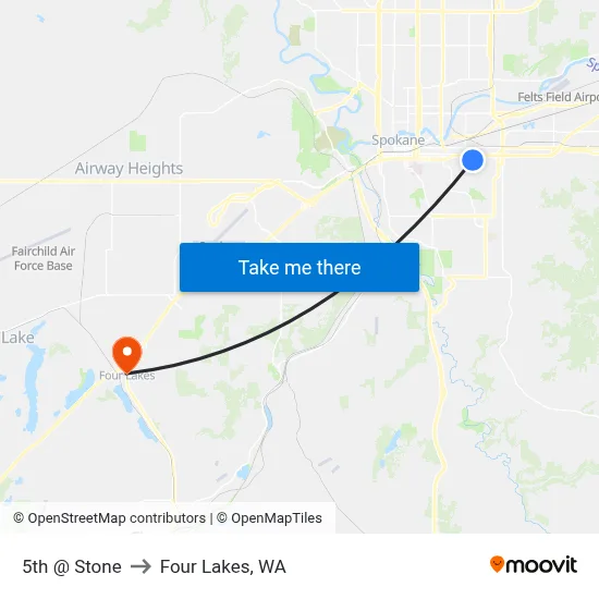 5th @ Stone to Four Lakes, WA map