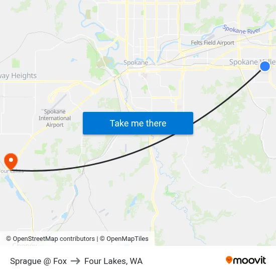 Sprague @ Fox to Four Lakes, WA map