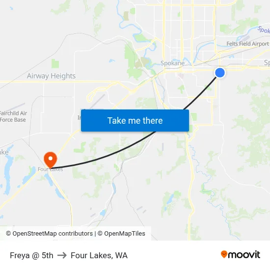 Freya @ 5th to Four Lakes, WA map