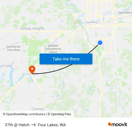 37th @ Hatch to Four Lakes, WA map