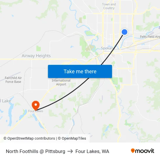North Foothills @ Pittsburg to Four Lakes, WA map