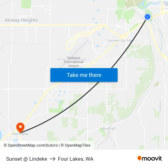 Sunset @ Lindeke to Four Lakes, WA map