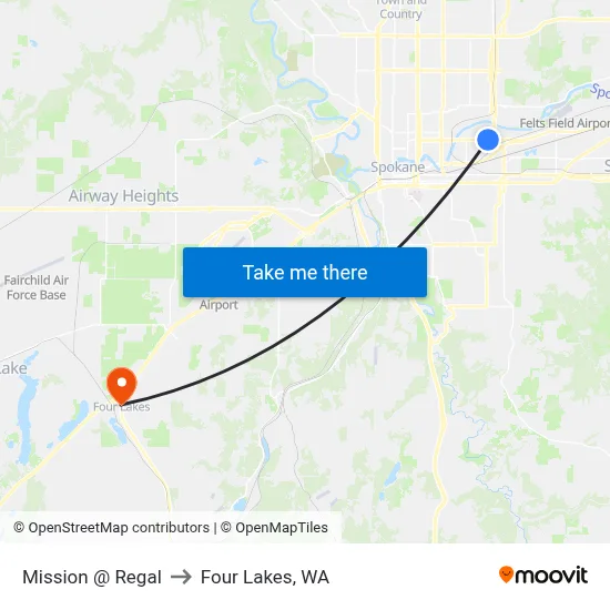 Mission @ Regal to Four Lakes, WA map