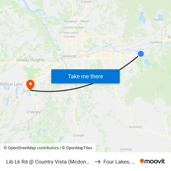 Lib Lk Rd @ Country Vista (Mcdonalds) to Four Lakes, WA map