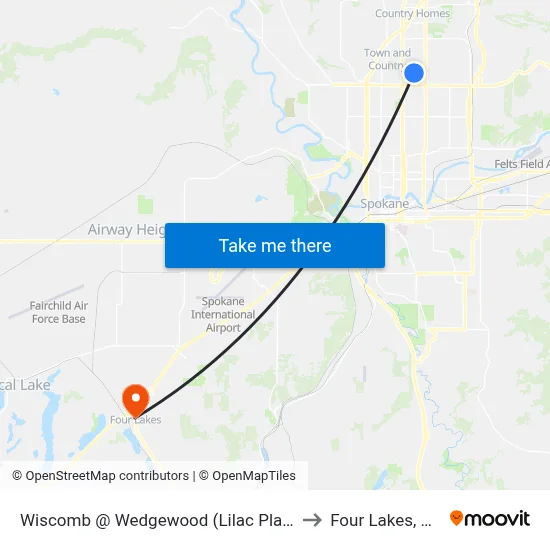 Wiscomb @ Wedgewood (Lilac Plaza) to Four Lakes, WA map