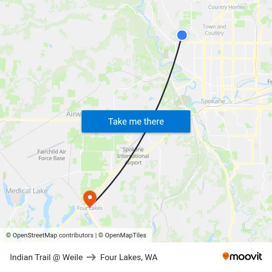 Indian Trail @ Weile to Four Lakes, WA map