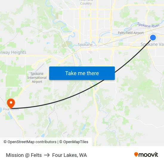 Mission @ Felts to Four Lakes, WA map