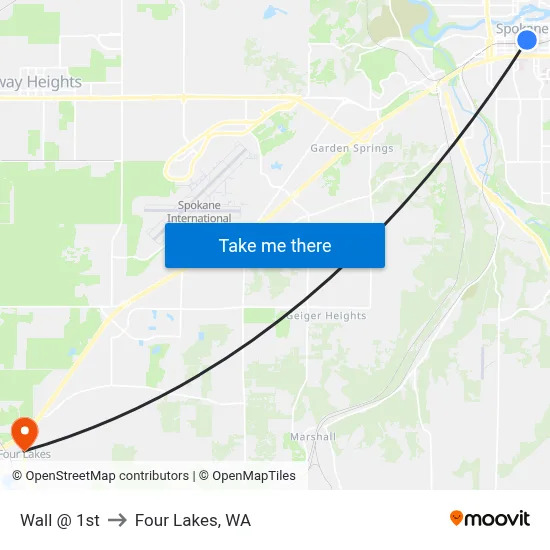 Wall @ 1st to Four Lakes, WA map