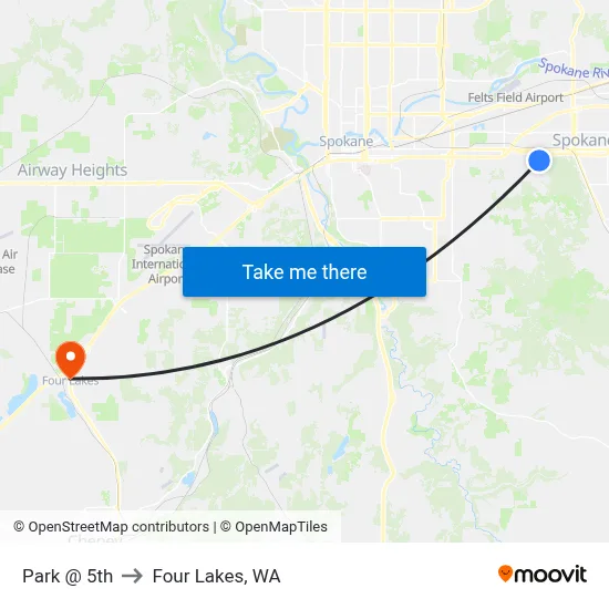 Park @ 5th to Four Lakes, WA map