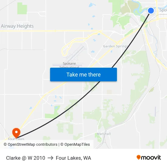 Clarke @ W 2010 to Four Lakes, WA map