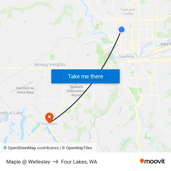 Maple @ Wellesley to Four Lakes, WA map