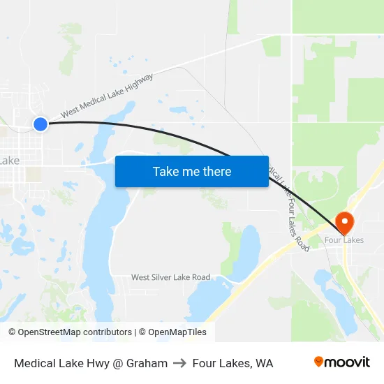 Medical Lake Hwy @ Graham to Four Lakes, WA map
