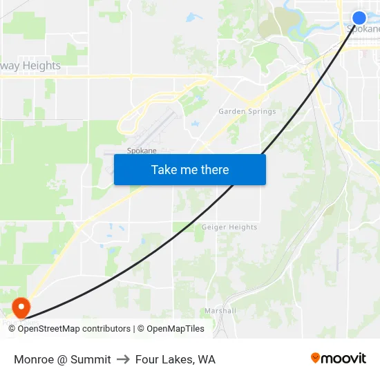 Monroe @ Summit to Four Lakes, WA map