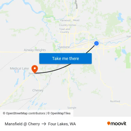 Mansfield @ Cherry to Four Lakes, WA map