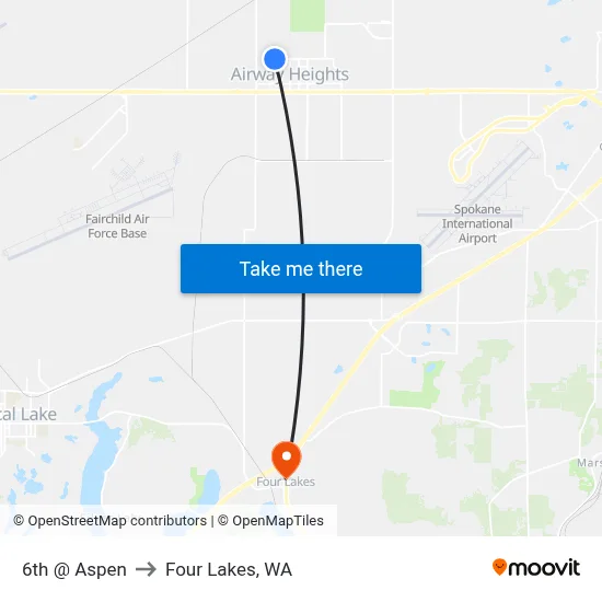 6th @ Aspen to Four Lakes, WA map