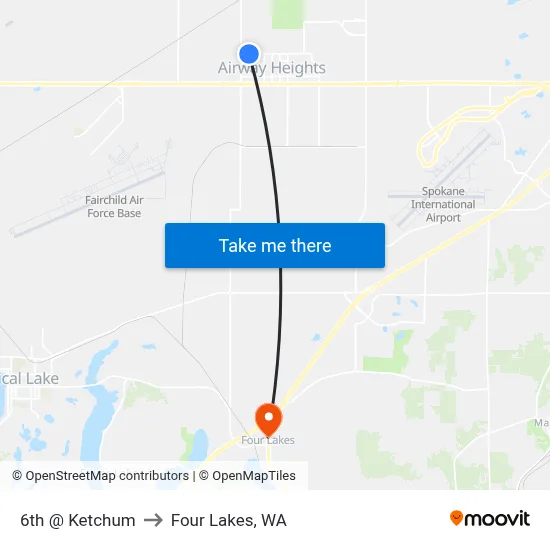 6th @ Ketchum to Four Lakes, WA map