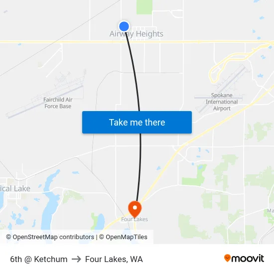 6th @ Ketchum to Four Lakes, WA map