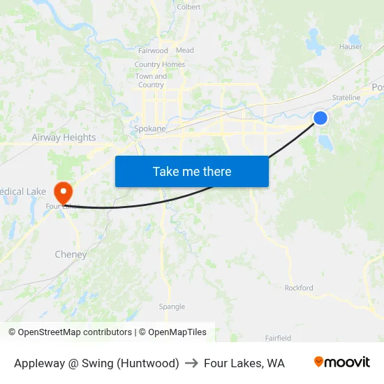 Appleway @ Swing (Huntwood) to Four Lakes, WA map