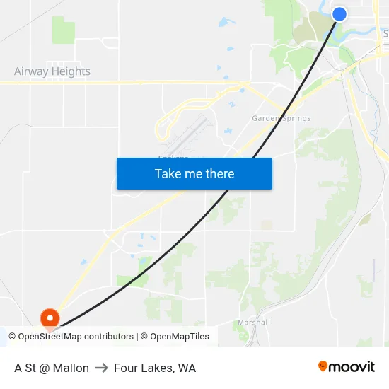 A St @ Mallon to Four Lakes, WA map