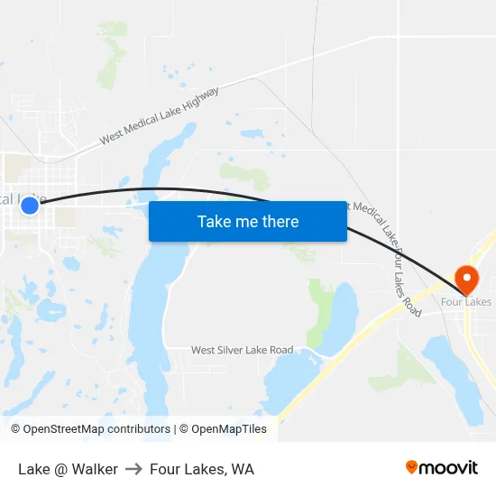 Lake @ Walker to Four Lakes, WA map