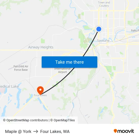 Maple @ York to Four Lakes, WA map