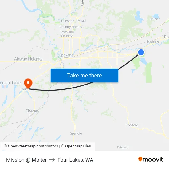 Mission @ Molter to Four Lakes, WA map