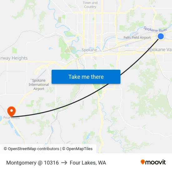 Montgomery @ 10316 to Four Lakes, WA map