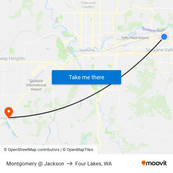 Montgomery @ Jackson to Four Lakes, WA map