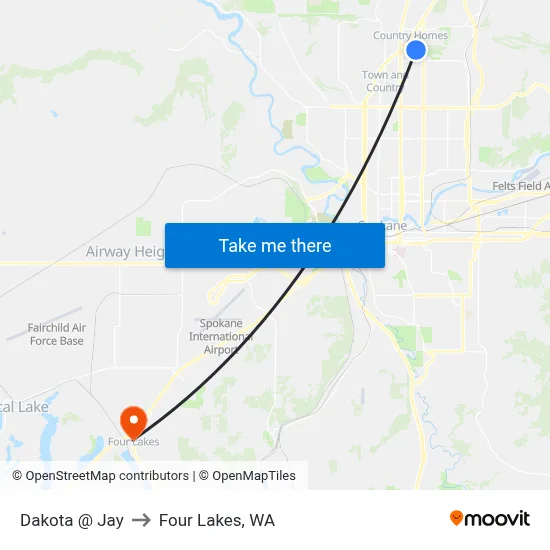 Dakota @ Jay to Four Lakes, WA map