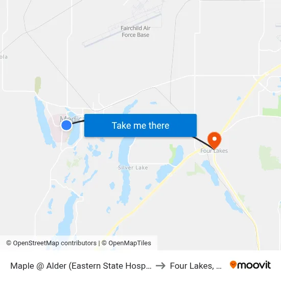 Maple @ Alder (Eastern State Hospital) to Four Lakes, WA map