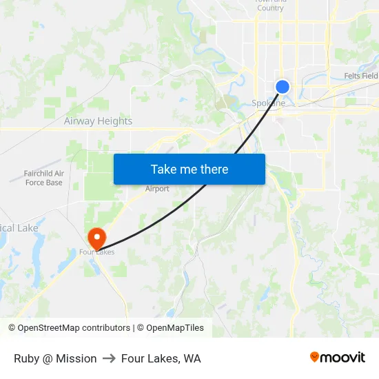 Ruby @ Mission to Four Lakes, WA map