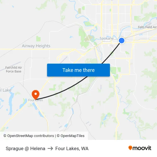 Sprague @ Helena to Four Lakes, WA map