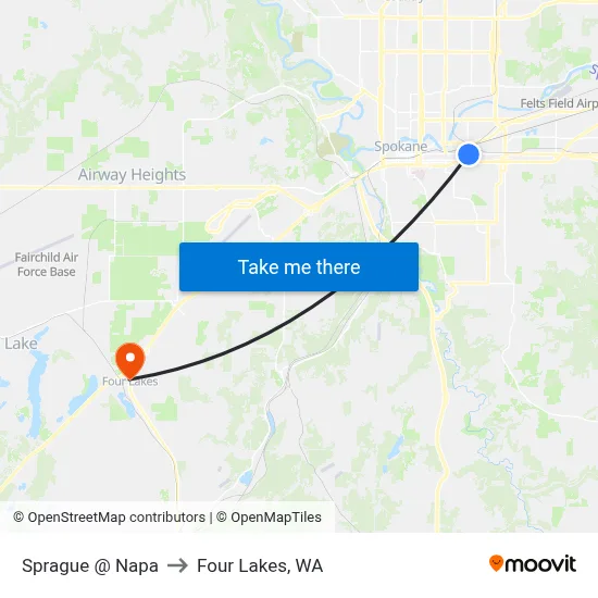Sprague @ Napa to Four Lakes, WA map