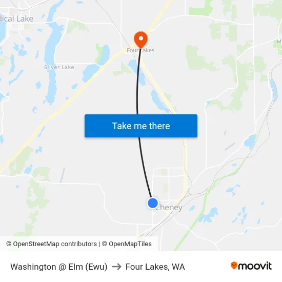 Washington @ Elm (Ewu) to Four Lakes, WA map