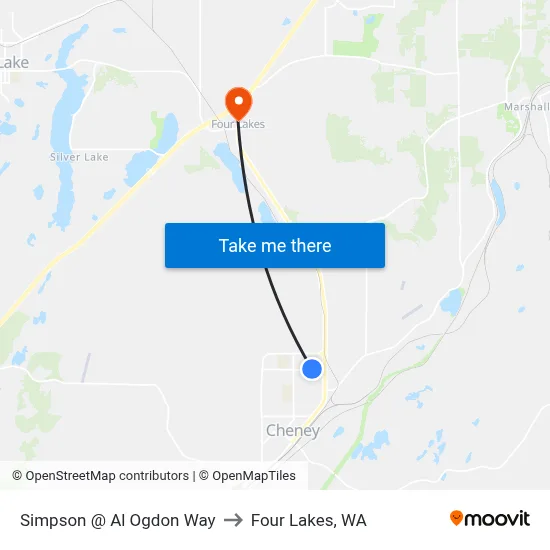 Simpson @ Al Ogdon Way to Four Lakes, WA map