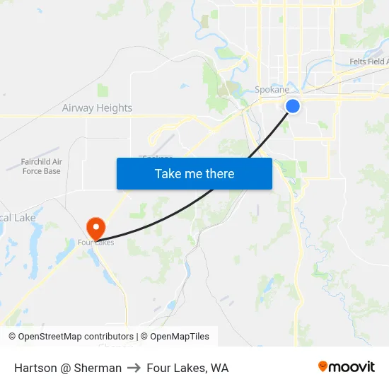 Hartson @ Sherman to Four Lakes, WA map