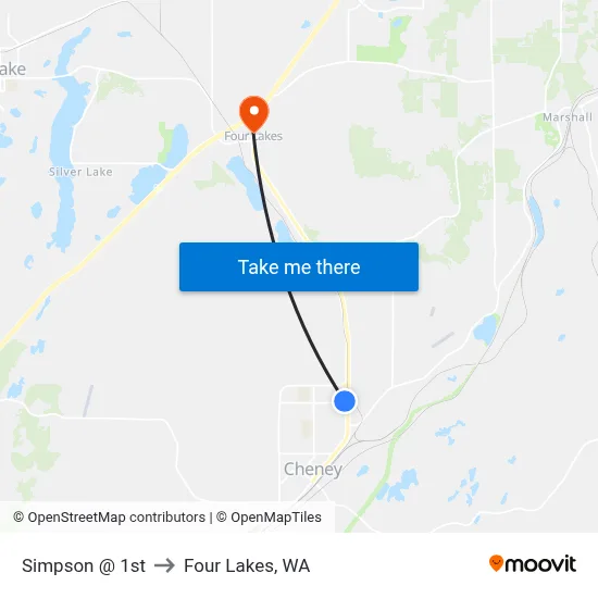 Simpson @ 1st to Four Lakes, WA map