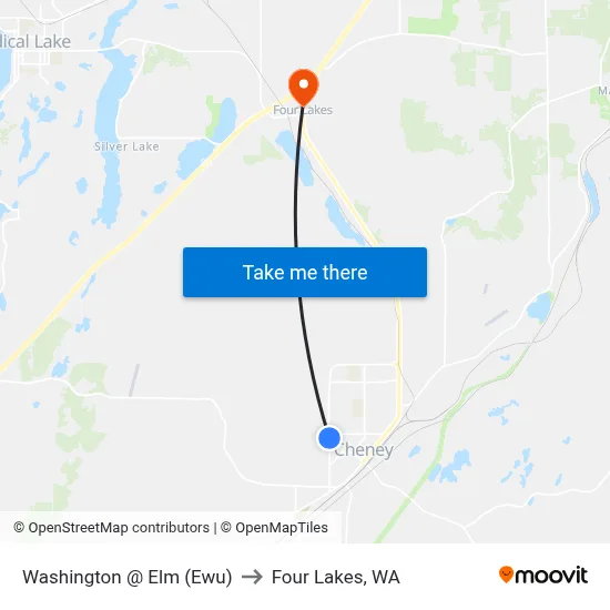 Washington @ Elm (Ewu) to Four Lakes, WA map