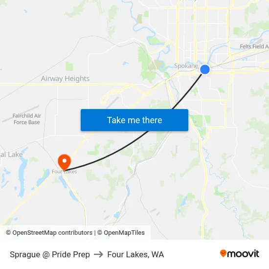 Sprague @ Pride Prep to Four Lakes, WA map