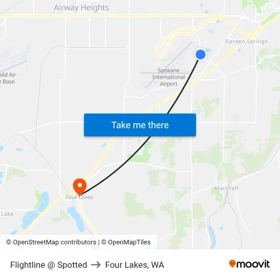 Flightline @ Spotted to Four Lakes, WA map