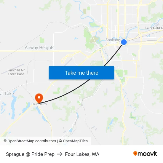 Sprague @ Pride Prep to Four Lakes, WA map