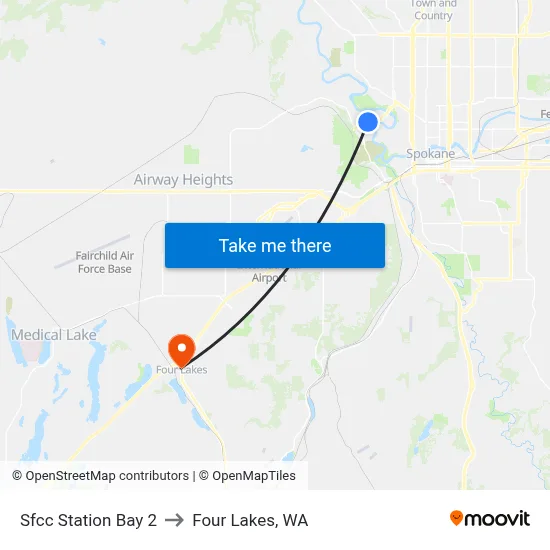 Sfcc Station Bay 2 to Four Lakes, WA map